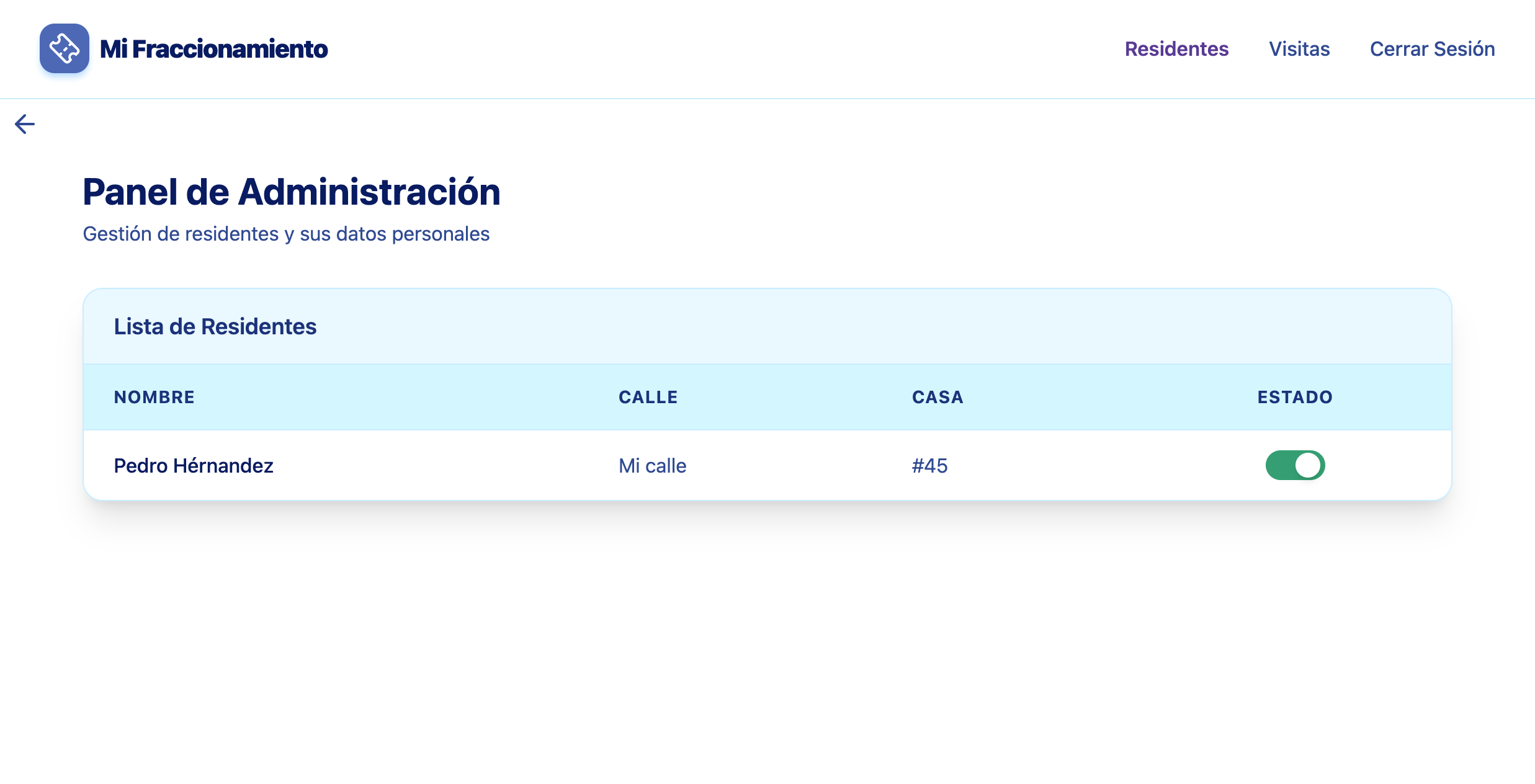 Gestión de Residentes